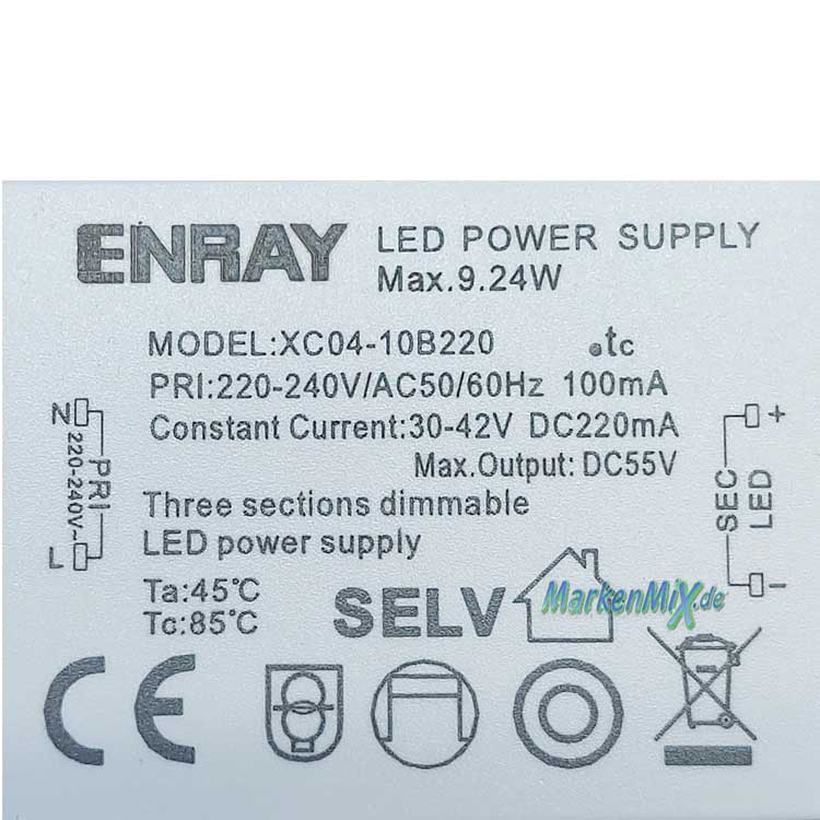 Trio Leuchten Ersatz-Treiber Enray XC04-10B220 für LED Serie Minerva 9,24W Driver zu Pendelleuchte 334310117 Ersatzteil Trio-Lighting Arnsberg 4017807663198