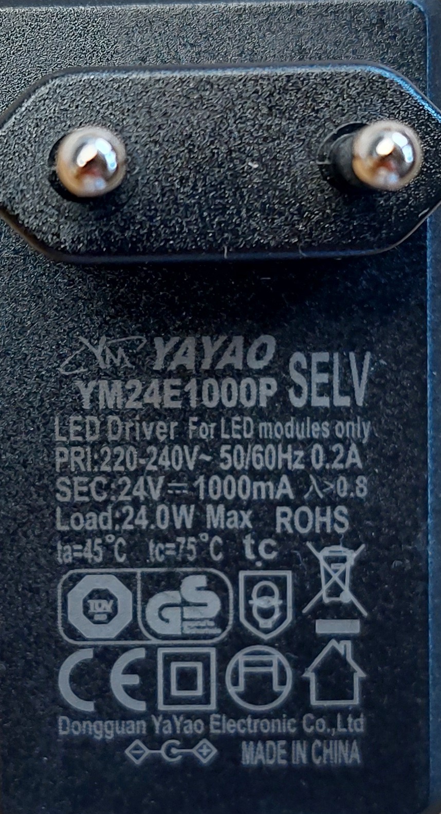 Trio Leuchten Ersatz-Stecker-Netzteil Driver Yayao YM24E1000P Netzstecker 24W für LED Serie Dios Stehlampe 431410107 / 431410132