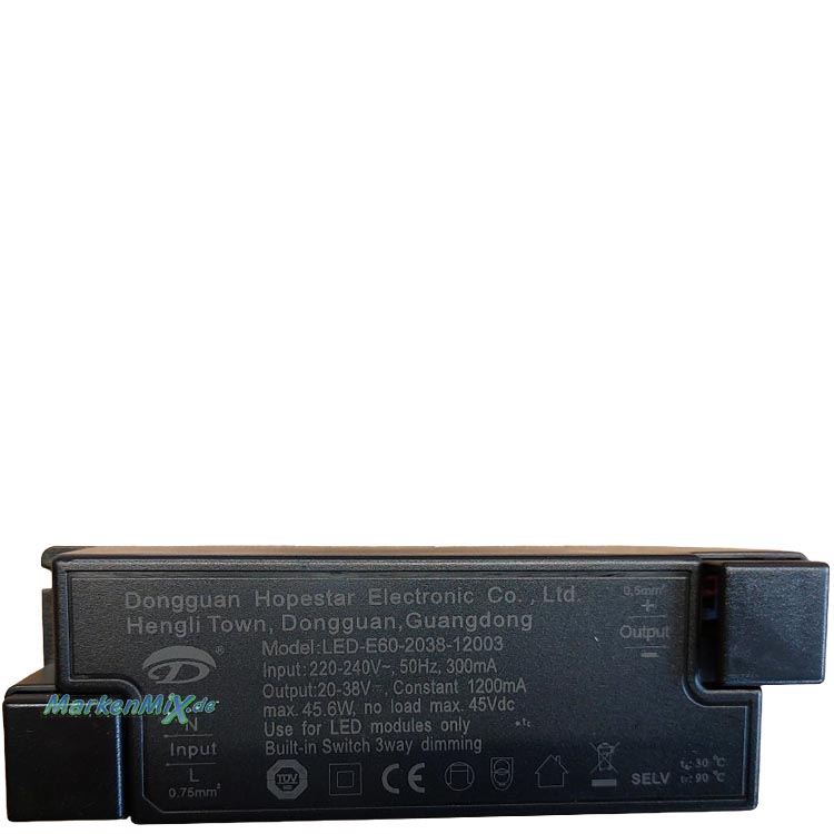 Trio Leuchten Ersatz-Treiber Hopestar LED-E60-2038-12003 für LED Serie Kerala Driver 45,6W zu Deckenleuchte 655510130 Ersatzteil Trio-Lighting Arnsberg Netzgerät 4017807661507