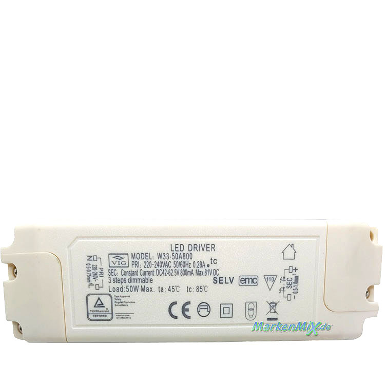 Trio Leuchten Ersatz-Treiber VIG W33-50A800 für LED Serie Charivari 50W Driver zu Deckenleuchte 621290107 Netzteil LED-Treiber für Trio 621290108 Ersatztrafo Ersatzteil Trio-Lighting Arnsberg Driver Netzgerät