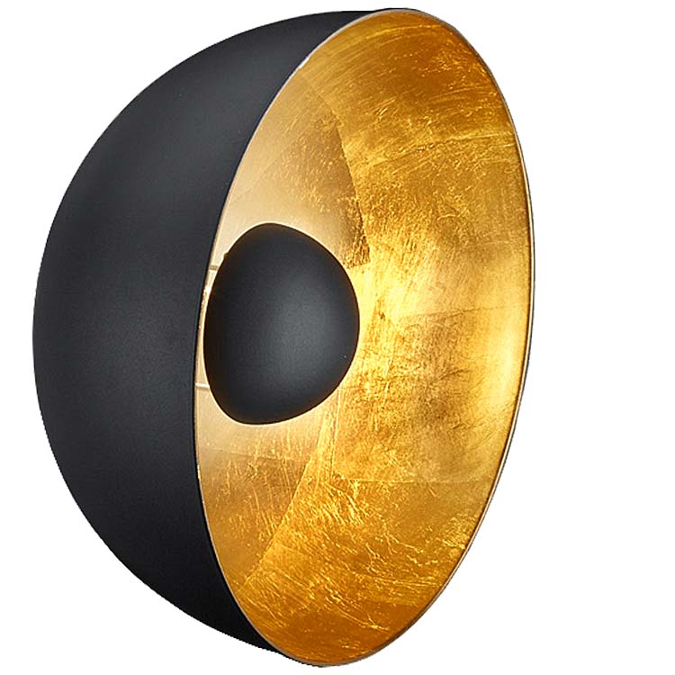 Trio Leuchten Ersatz-Metall-Lampenschirm schwarz matt Ø 41cm Metallschirm für Dreibein-Stehleuchte Liège Metall Lampenschirm zu 407800132 Innenseite goldfarbig 4017807303216 Ersatzschirm Ersatzteil  Trio-Lighting Arnsberg