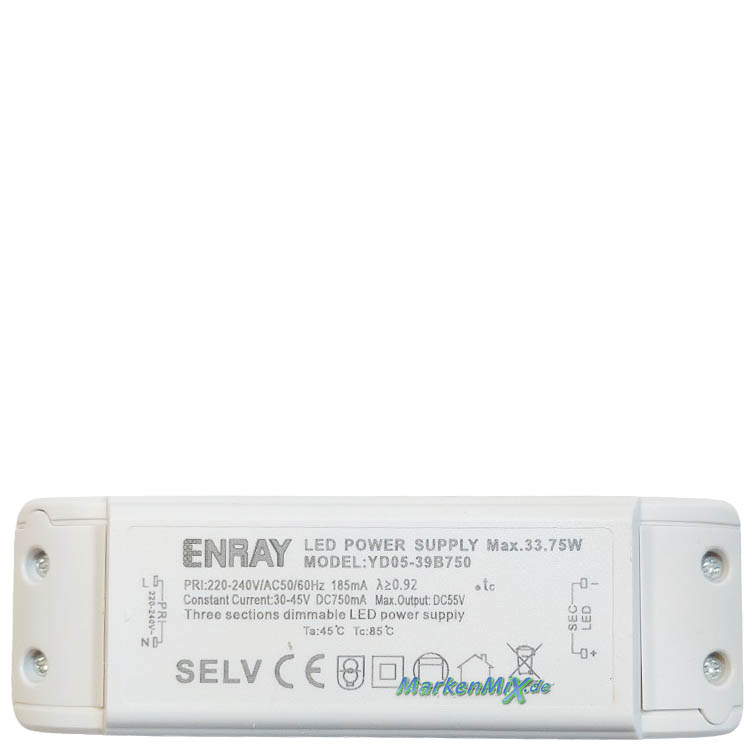 RL Reality Leuchten Ersatz-Treiber Enray YD05-39B750 für LED Serie Lane 33,75W Netzteil zu Deckenleuchte  R67802106 / R67802132