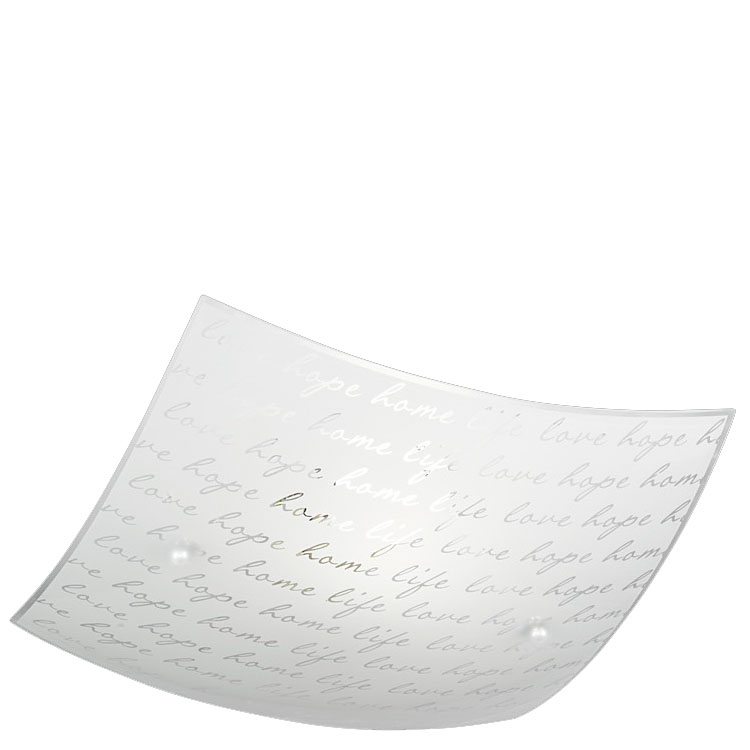 Trio Ersatzglas 92831-30 Glasschirm mit Schrift-Muster 30x30cm für Deckenleuchte Signa Lampenglas 602500101Glasteller 4017807364941 Trio-Lighting Arnsberg 4017807376784