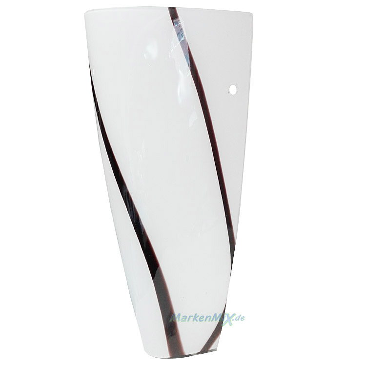 Trio Ersatzglas 9211 Art Glas weiß mit schwarzen Streifen für Wandleuchte 2547011-07 Ersatzschirm Glasschirm Abdeckglas