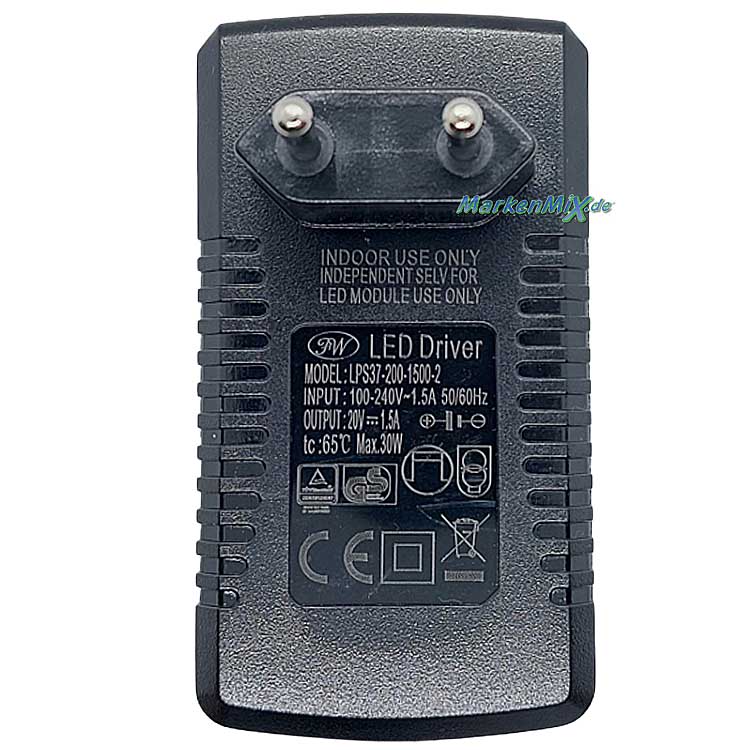 Reality Ersatz-Stecker-Netzteil Eingang rund für LED Stehleuchte Yoda 30W Stecker-Treiber zu R42562107 Netzteil LED-Treiber für R42252107 Steckertrafo zu Ersatzteil  Reality-RL-Trio-Lighting Arnsberg plug-driver FW LPS37-200-1500-2 Netzstecker 40178072653