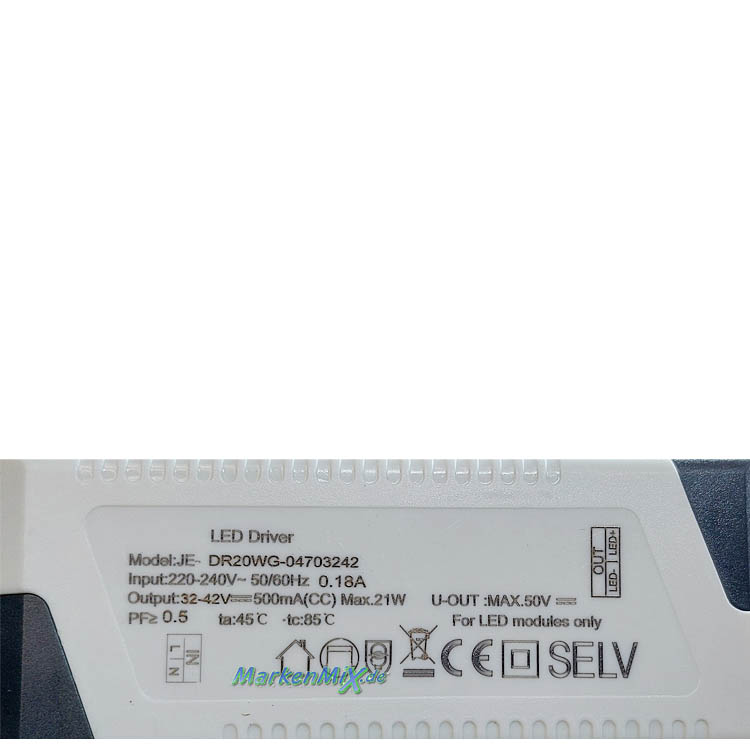 RL Reality Leuchten Ersatz-Driver JE-DR20WG-04703242 für LED Serie Alpha 21W Netzteil zu Deckenleuchte R62324532 / R62324587 