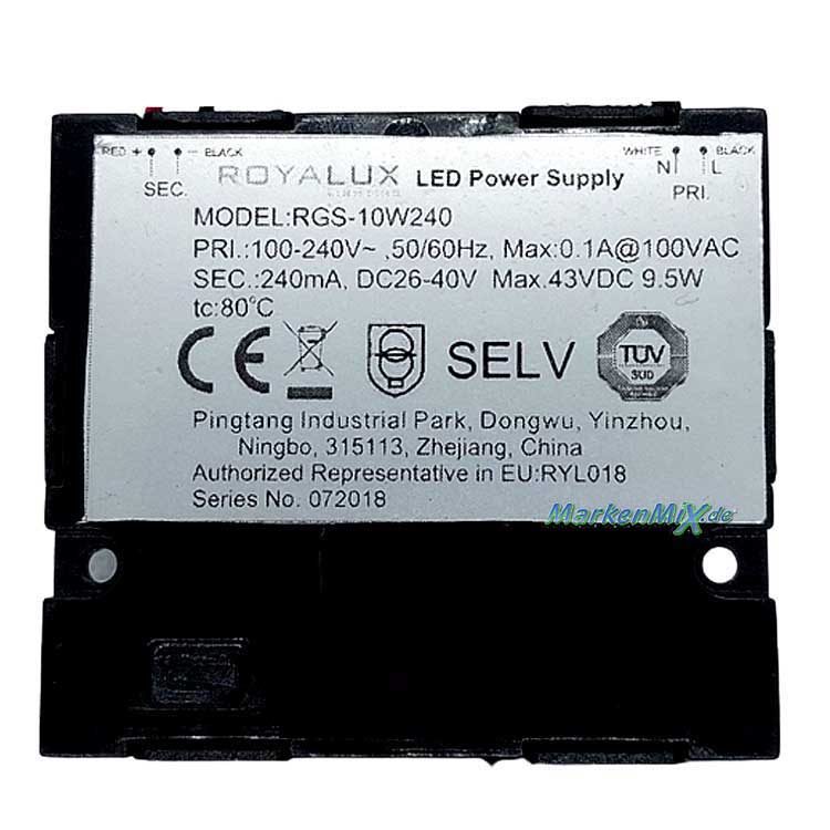 Trio-Leuchten Ersatz-Bewegungsmelder ROYALUX RGS-10W240 Sensor für Leuchten-Serie Ganges Wandleuchte 221769142 Ersatzteil Trio-Lighting Arnsberg Sensor ROYALUX LED Power Supply RGS-10W240 4017807303568